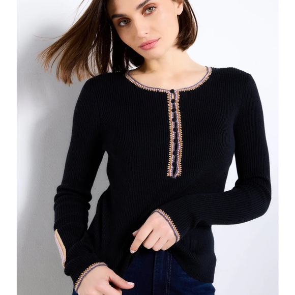 Lisa Todd Tops - Lisa Todd Patch Match Henley top black size small